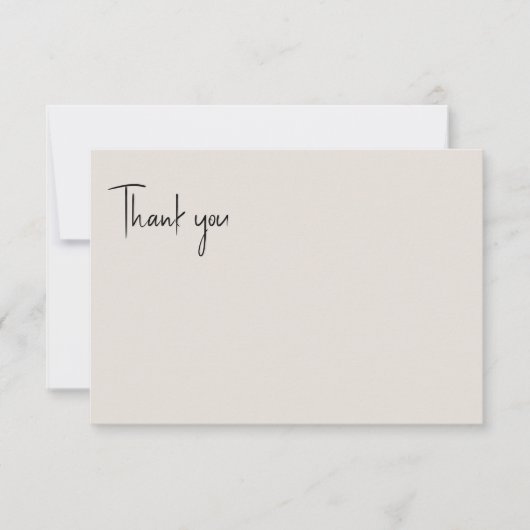 Beige bruiloft blanco bedankkaart (Voorkant)