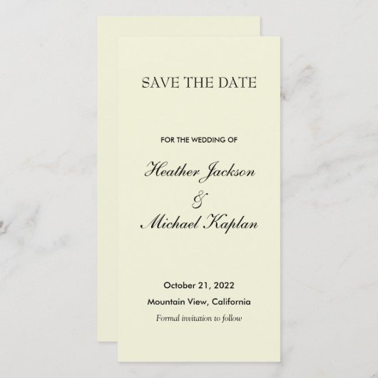 Beige bruiloft professional minimalist save the date (Voorkant / Achterkant)