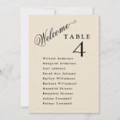 Beige, bruiloft zitplan Kaarten met gastennamen (Voorkant)