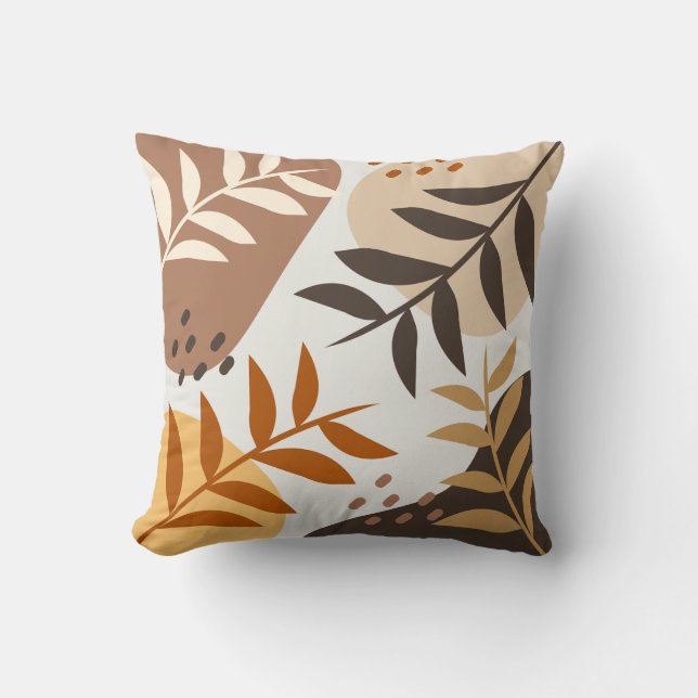 Beige bruin Abstract blad Kussen (Voorkant)