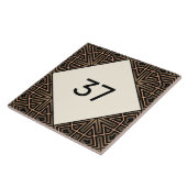 Beige & Bruin Chique Fancy Deco Huis Nummer Plaque Tegeltje (Zijkant)