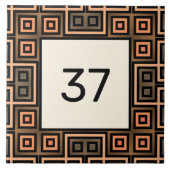 Beige & Bruin Chique Fancy Deco Huis Nummer Plaque Tegeltje (Voorkant)