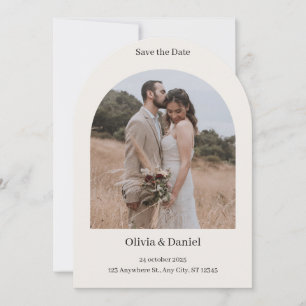 Beige Bruin Elegant Minimalistisch Save the Date U Kaart
