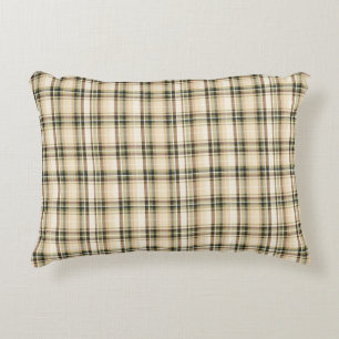 Beige Bruin Groen Tartan Plaid Accent Kussen
