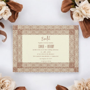 Beige Bruin Islamitisch Geometrisch Twee Grens Bru Kaart