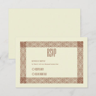 Beige Bruin Islamitisch Geometrisch Twee Grens Bru RSVP Kaartje