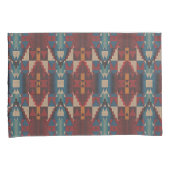 Beige Bruin Maroon Rood Donkerblauw Blauwgroen Tri Kussensloop (Voorkant-Rechts)