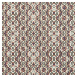 Beige Bruin Olijfgroen Azteekse Mozaïek Patroon Stof