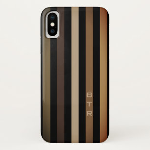 Beige Bruin & Zwart Verticale Strepen Monogram iPhone X Hoesje