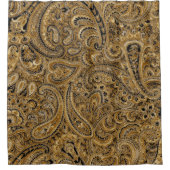 Beige & Bruine Bloemen Paisley Patroon Douchegordijn (Voorkant)