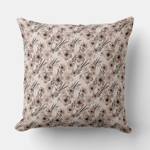 Beige bruine bloemen patroon op tijger achtergrond kussen