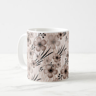 Beige bruine bloemenpatroon op tijger achtergrond koffiemok