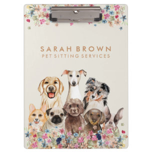 Beige Bruine Cute Hond Trimmer Kleine bloemen Klembord