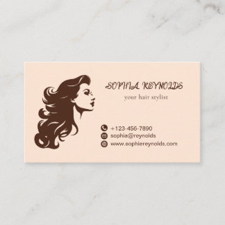 Beige Bruine Elegante Kapsalon Visitekaartje