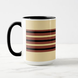 Beige, Bruine en Zwarte Gestreepte Koffie Mok Cup