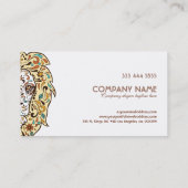 Beige & Bruine Leeuw Hoofd Suikerschedel Visitekaartje (Achterkant)