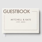 Beige Bruine Rand Eenvoudige Bruiloft Gastenboek (Voorkant)