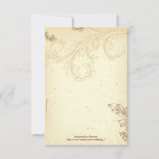 Beige, bruine scrollblad bruiloft RSVP (Achterkant)