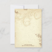 Beige, bruine  scrollblad bruiloft RSVP Kaartje (Achterkant)