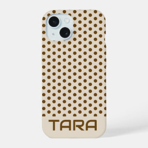 BEIGE BRUINE STIPPEN STIJLVOOL EENVOUDIG AANGEPAST iPhone 15 HOESJE