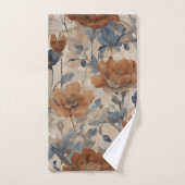 Beige Brûlé Orange Dusty Marine Bleu Floral (Serviette à main)