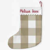 Beige Buffalo Check Monogram Kleine Kerstsok (Achterkant)
