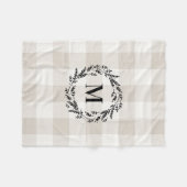 Beige Buffalo Check Monogram | Moderne bosbouw Fleece Deken (Voorkant (Horizontaal))
