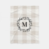 Beige Buffalo Check Monogram | Moderne bosbouw Fleece Deken (Voorkant)