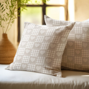 Beige Buffalo geruite patchwork harten Kussen