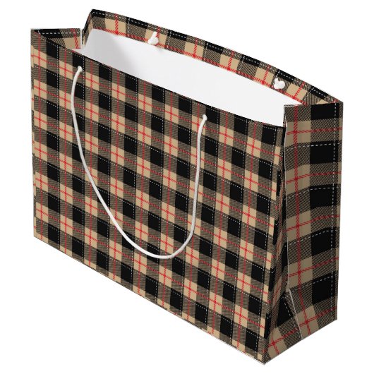 Beige Buffalo Plaid Groot Cadeauzakje (Achterkant Gekanteld)