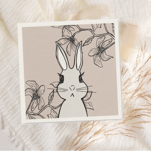 Beige Bunny Floral Spring Servet