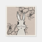 Beige Bunny Floral Spring Servet (Voorkant)