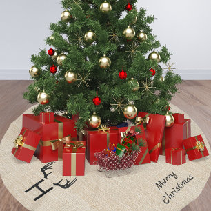 Beige burlap familie monogram gewei kerstboom rok