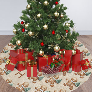 Beige burlap familie monogram peperkoek man kerstboom rok
