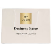 Beige business logo naam tekst groot cadeauzakje (Voorkant)