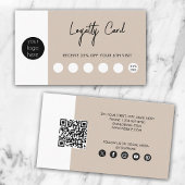 Beige Business Logo QR Code Loyaliteit Visitekaartje