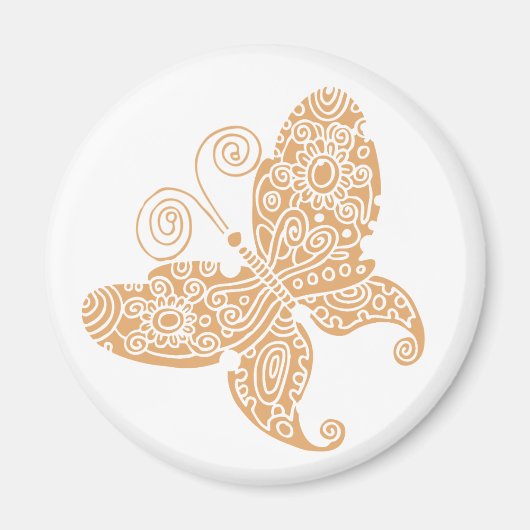 Beige Butterfly Magnet Magneet (Voorkant)