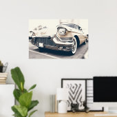  BEIGE CADILLAC MET CHROME GRILLE POSTER (Thuiskantoor)