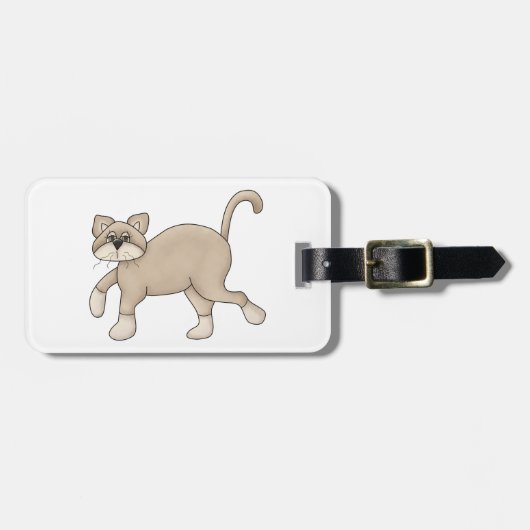 Beige Cat Drawing with Green Eyes Bagagelabel (Voorkant horizontaal)