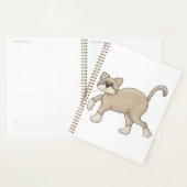 Beige Cat Drawing with Green Eyes Planner (Display)