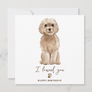 Beige Cavapoo Dog Mum Puppy Pets Birthday Kaart