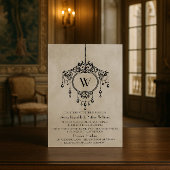 Beige Chandelier Wedding Invite Kaart