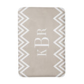 Beige Chevron Custom Monogram Badmat (Voorkant Verticaal)