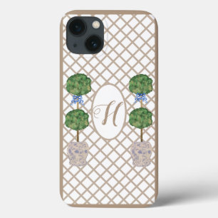 Beige Chinoiserie Gemberpot Vaas Topiaire Mand iPhone 13 Hoesje