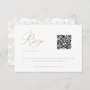 Beige Chinoiserie Wedding QR Code Kaart