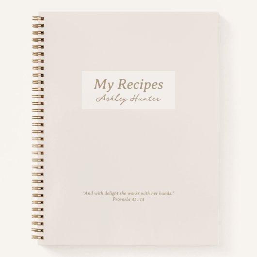 Beige Christelijk Proverbs 31:3 Verse Recipe Book Notitieboek (Voorkant)