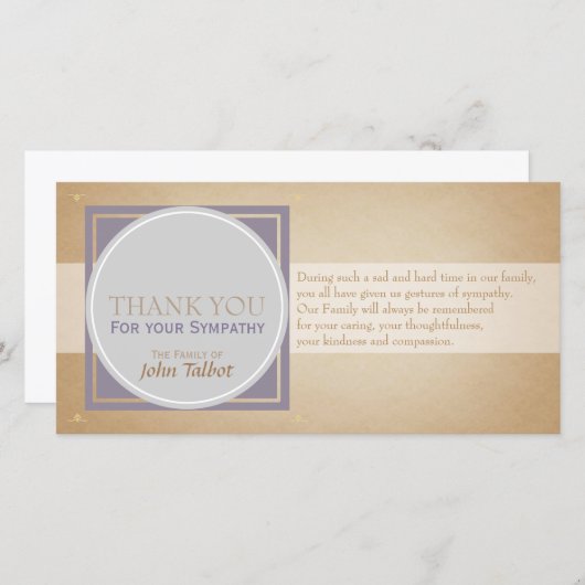 Beige Circle P Square Labels Sympathie P Hartelijk Bedankkaart (Voorkant / Achterkant)