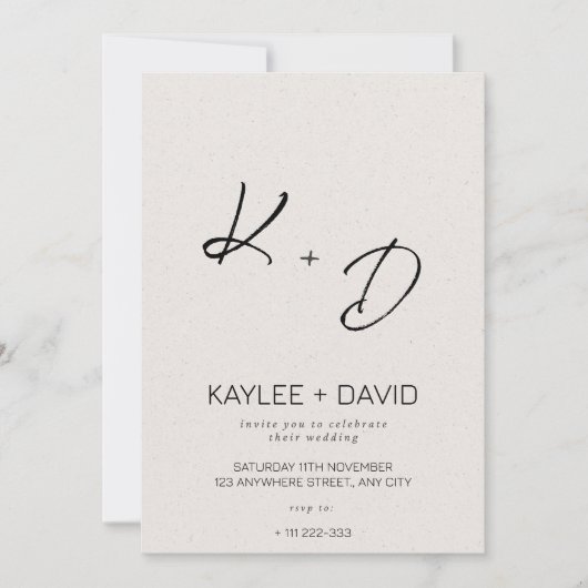Beige Classy Wedding Invitation Minimal Kaart (Voorkant)