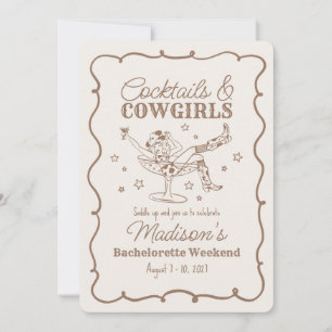 Beige Cocktail en Cowgirls Nash Bash Bachelorette Kaart