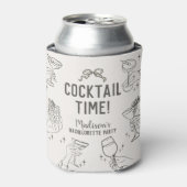 Beige Cocktail Party Retro Bachelorette Favorieten Blikjeskoeler (Blikje Voorkant)